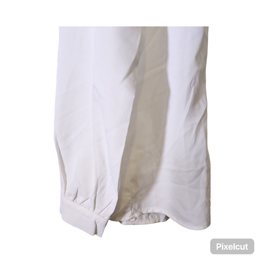 NWOT Size Large Allegra K Classic White Button Up Blouse with long sleeves - Picture 4 of 7